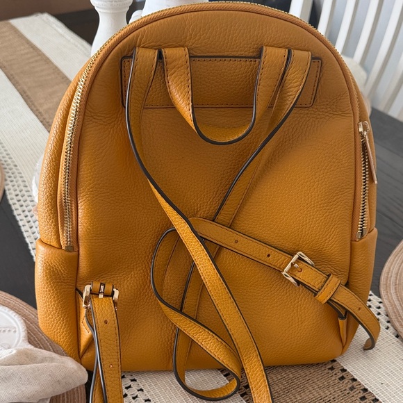 Michael Kors Mustard Pebbled Leather Backpack With Front Pocket main image 6